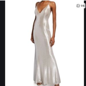 Aidan Mattox Metallic Evening Gown Size 10 – Formal Maxi Dress NWT